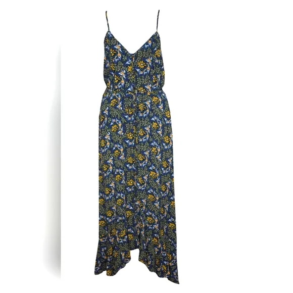 Signature By Sangria Dresses | Sangria Dress Blue Green Art Floral Print V Neck | Color: Blue/Green | Size: L | Tumarra's Closet
